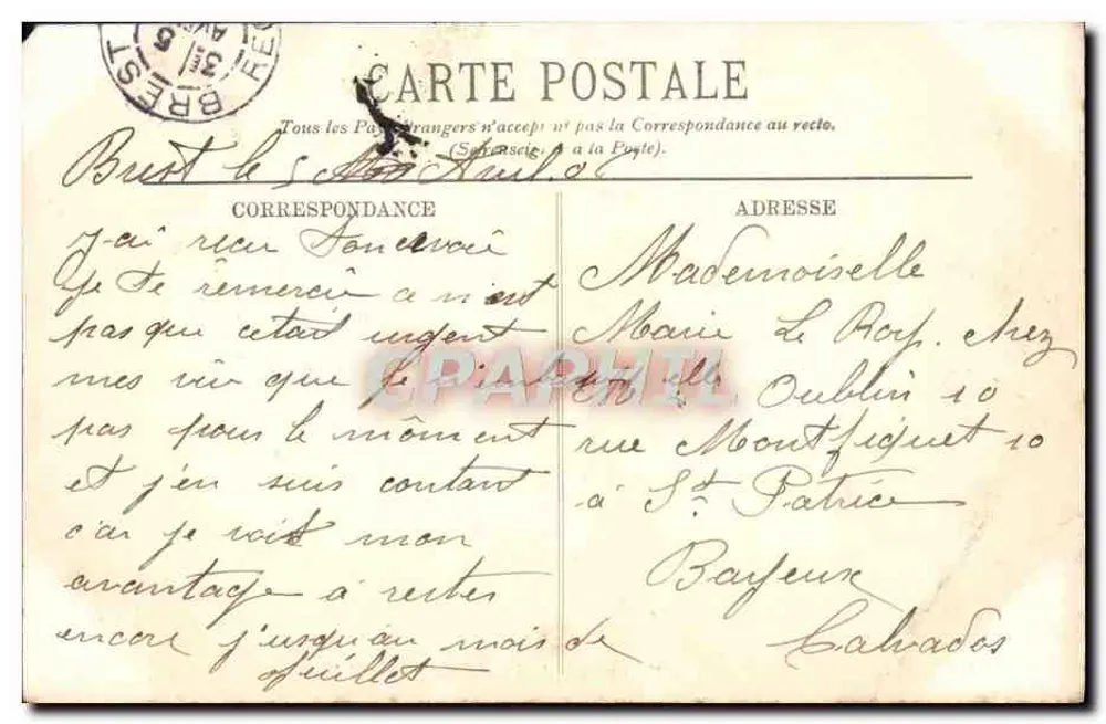 Brest — Panzerkreuzer 'Masséna' — Verlag L. Short, Nr. 121 - Rückseite