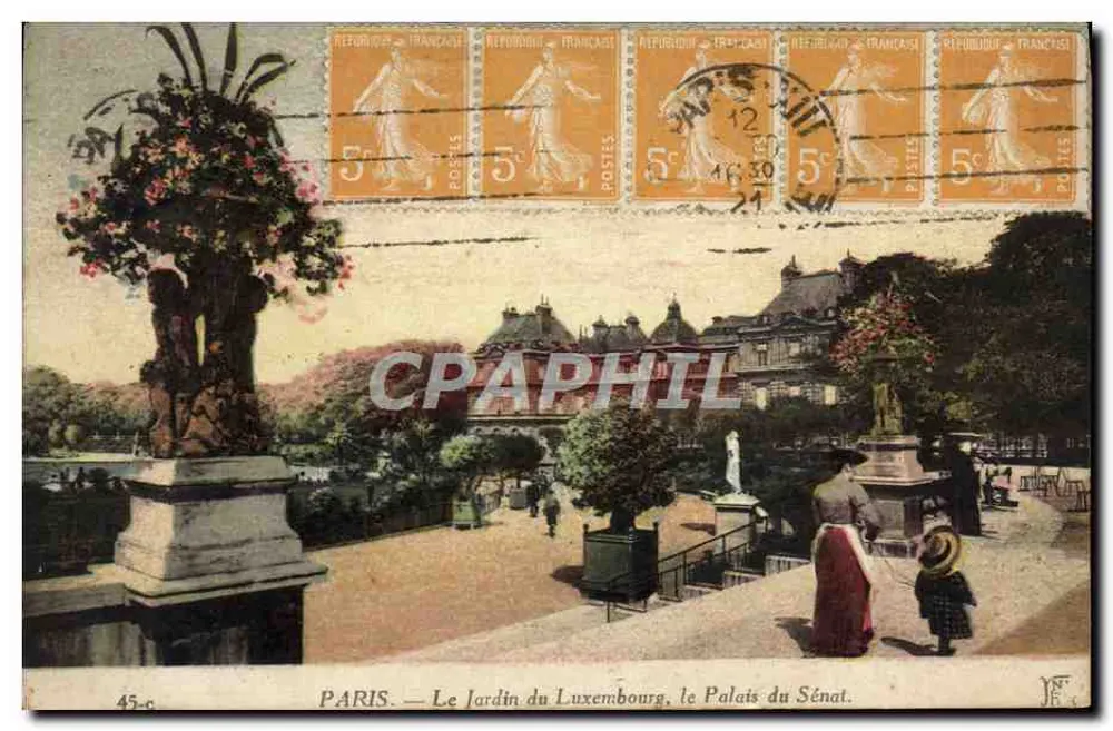 PARIS — Der Luxembourg-Park, das Palais du Sénat — Verlag J. B. N. n° 45-c - Vorderseite