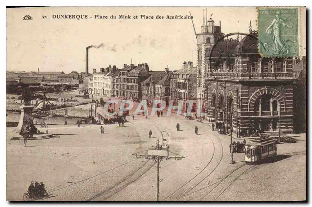 Dunkirk — Place du Mink und Place des Américains — unbekannter Verlag, Nr. 24 - Vorderseite