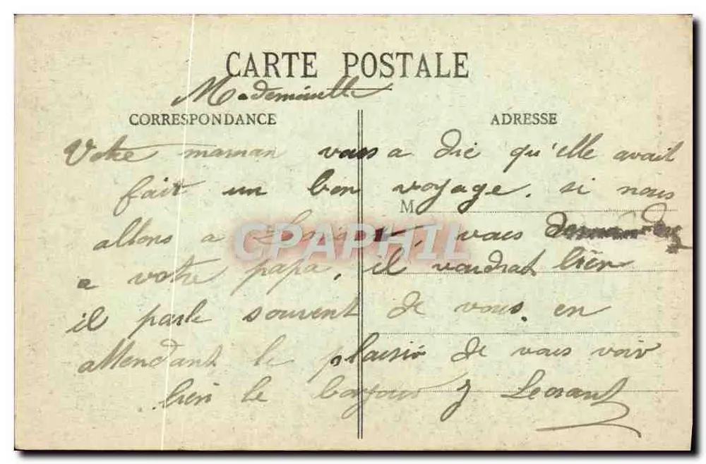 Ao redor dos Lits-Clos — cena de casal com texto impresso — série 5501 - Verso