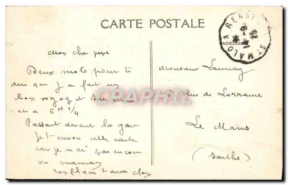 St-Malo — O Grande Bey com maré baixa — A. Lamiré Editor, Rennes - Verso