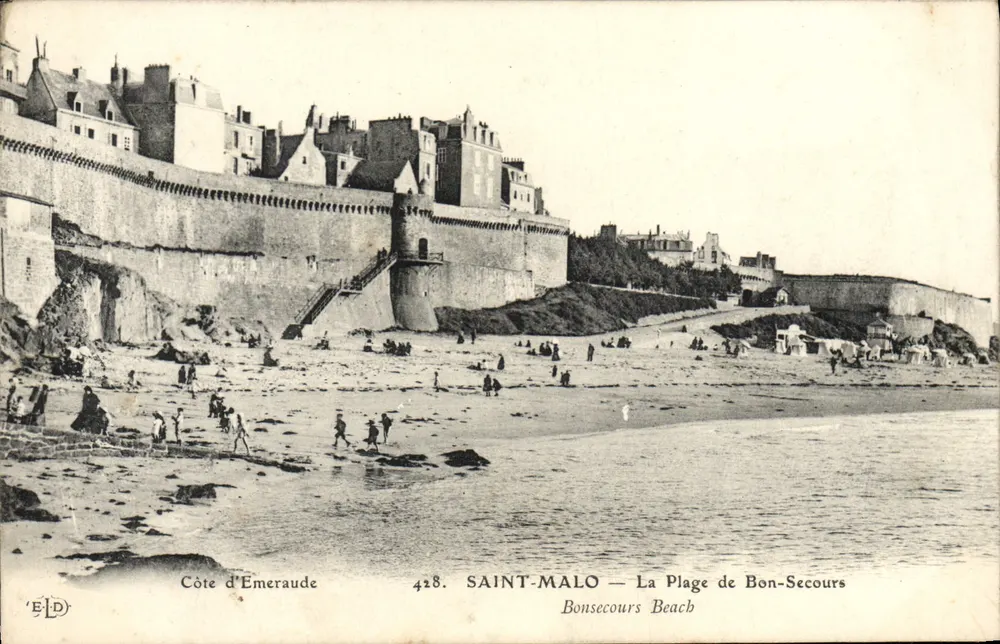 Saint-Malo — A Praia de Bon-Secours — Costa de Esmeralda, n°428, editor ELD - Frente