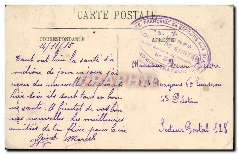 Saintes — O Arco do Triunfo — Selecta - Verso