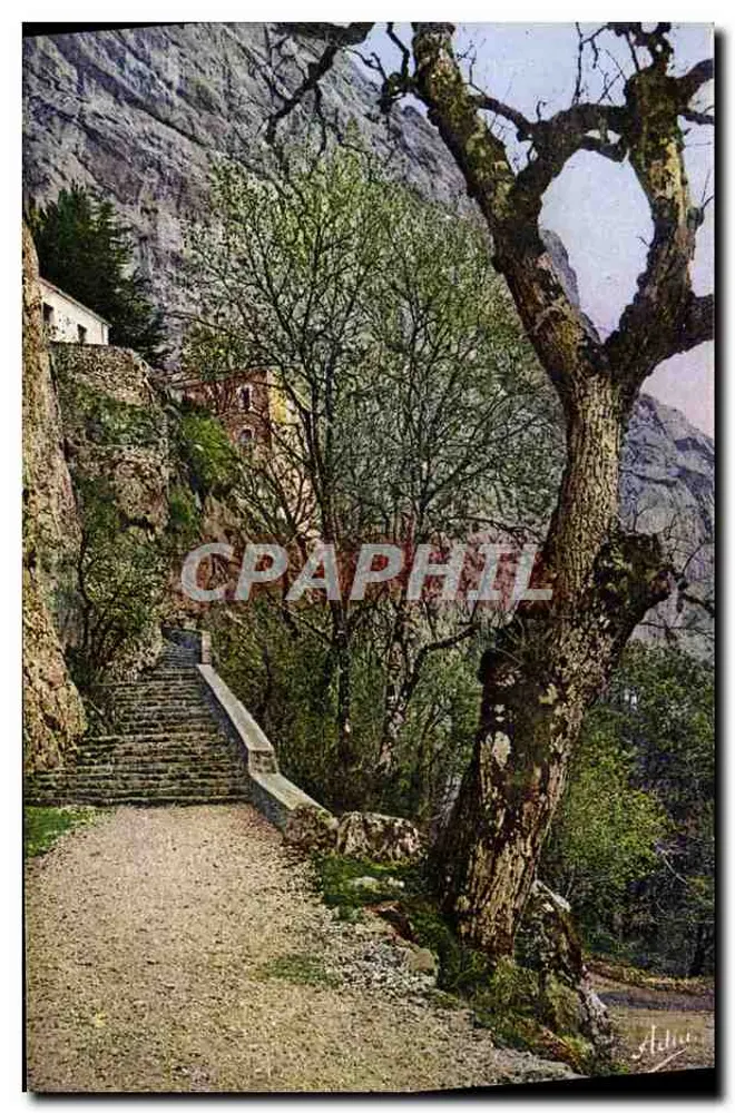 La Sainte-Baume (Var) — Subida da Gruta — Fotocromia A.D.I.A. (Roch) Nice - Frente