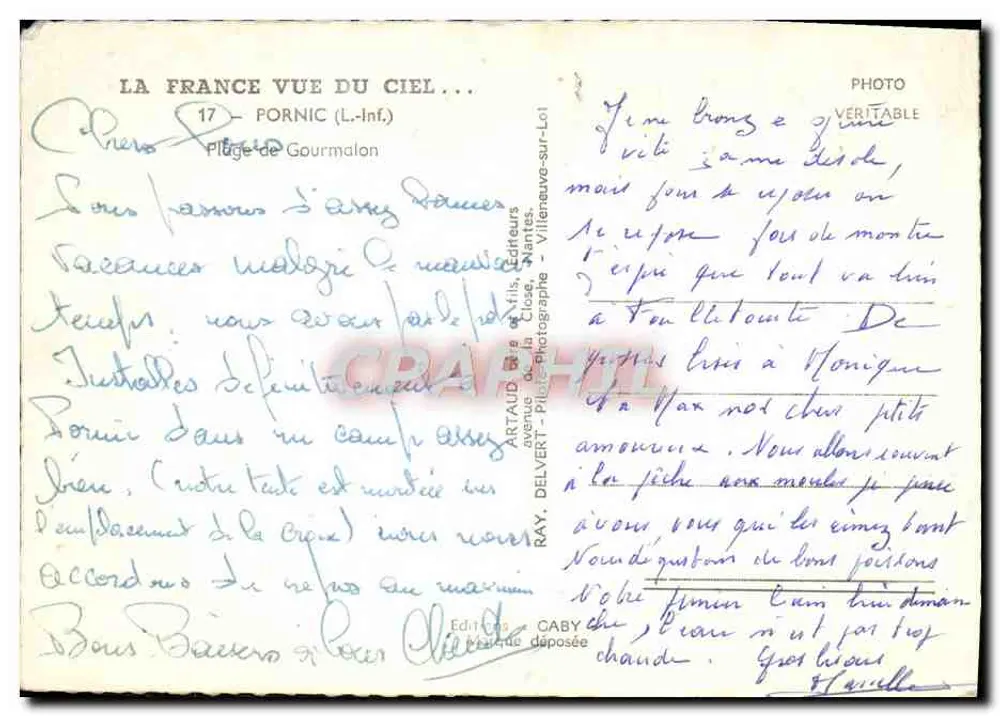 PORNIC (L-Inf.) — Praia de Gourmalon — Editor ARTAUD & fils, Nantes - Verso