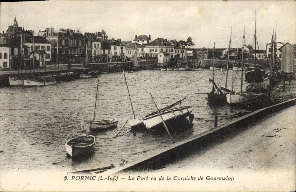 Pornic (L.-Inf.) — Der Hafen von der Promenade Gourmalon aus gesehen - Vorderseite