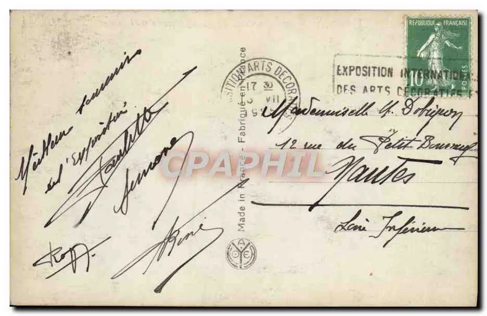 Internationale Ausstellung dekorativer Künste — Paris — 1925 — A.N. Paris - Rückseite
