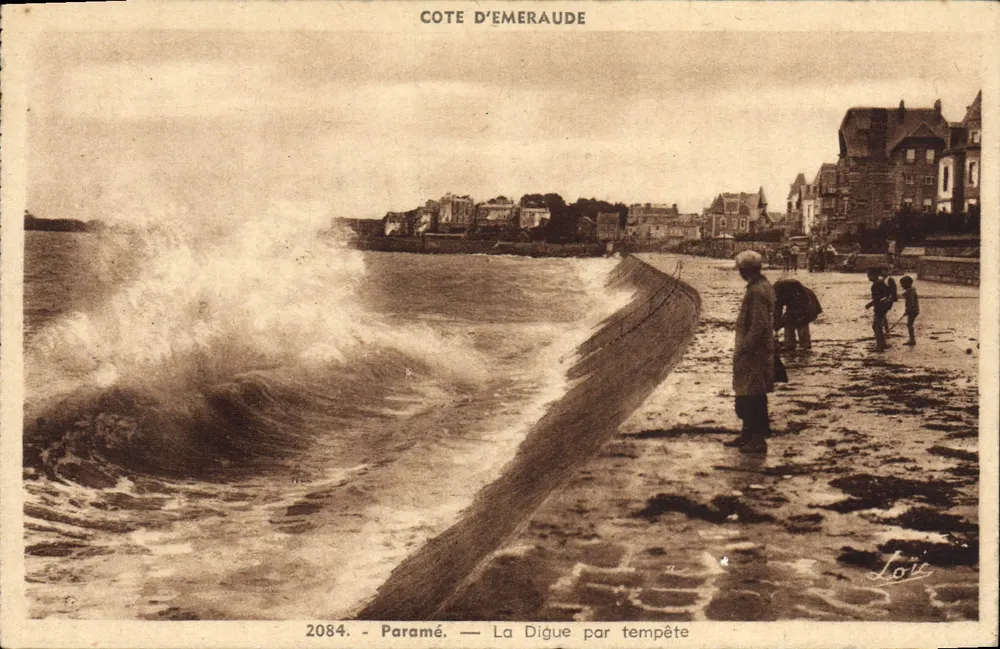 Costa da Esmeralda — A Digue sob uma tempestade — Edição Mesty, Rennes, n° 2084 - Frente