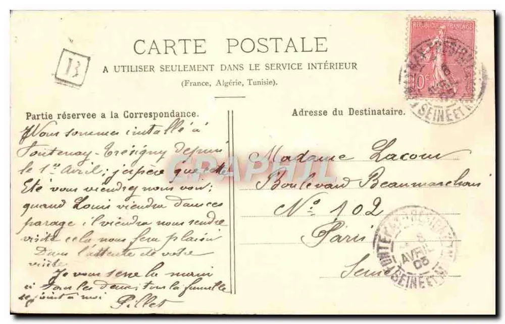 Fontenay-Trésigny — Schloss Plumasserie — J. Pronier — Buchhandlung-Papierwaren - Rückseite