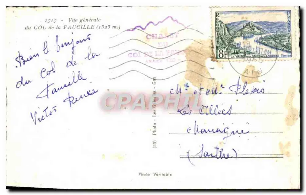 La Faucille — Vista general del paso de 1393 m — editor C.A.P. n° (55) - Reverso