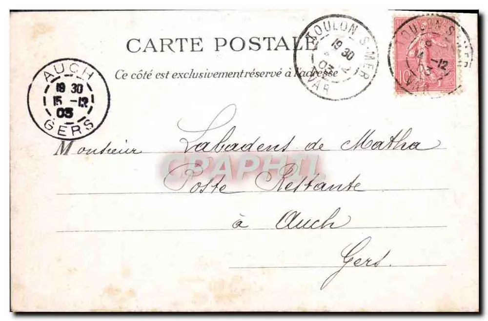 L'Aviso-Torpilleur Dunois — Marina Militare Francese — Mathis Bar, Tolone, n°55 - Verso