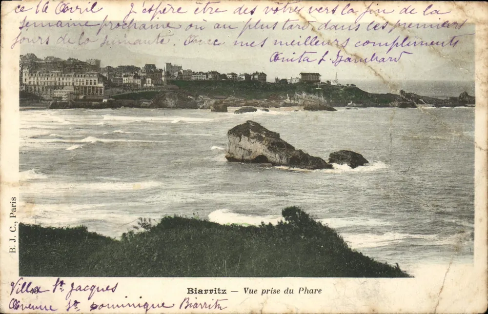 Biarritz — Vista tirada do Farol — B.J.C., Paris - Frente