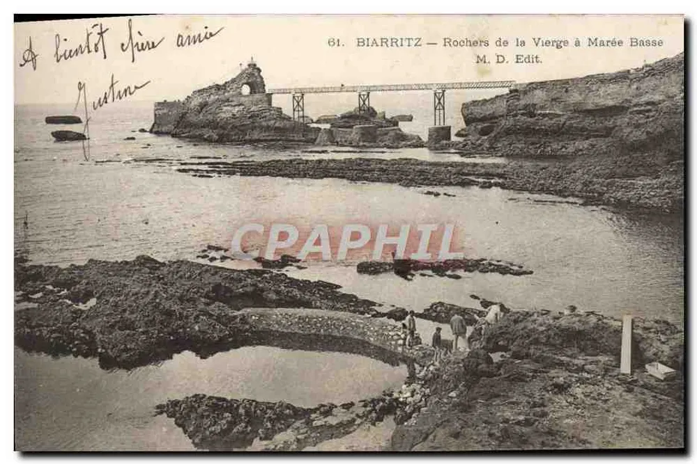 Biarritz — Rochers de la Vierge à Marée Basse — M. D. Edit. - Recto