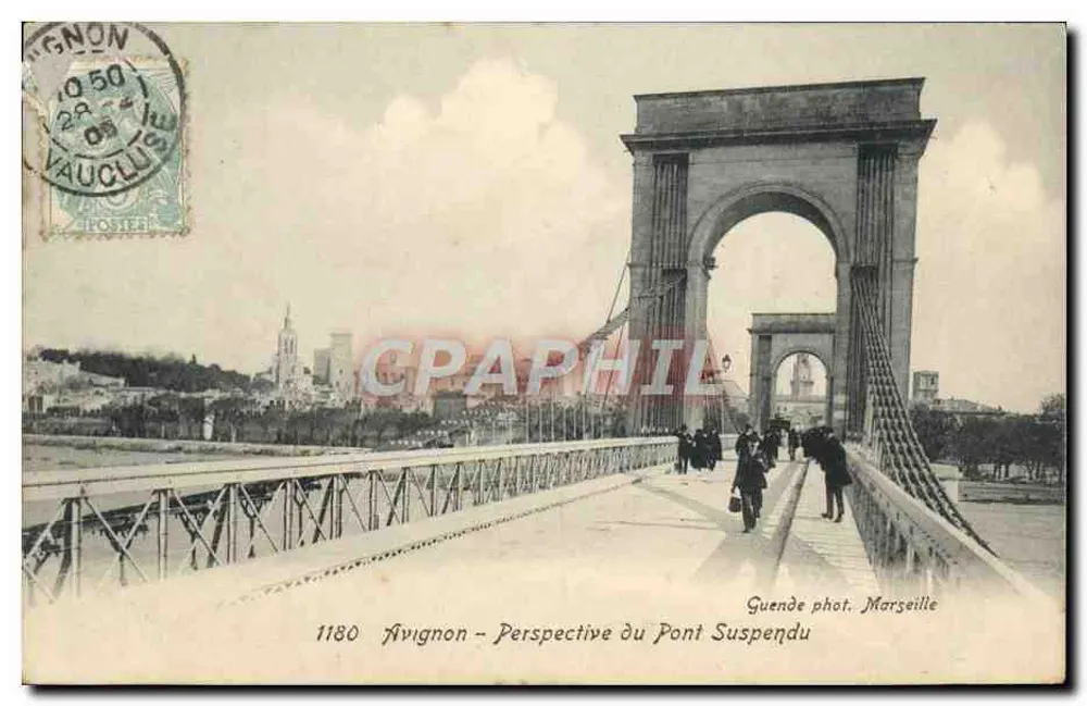 Avignon - Perspectiva do Ponte Suspensa — Guende fot. Marselha, n° 1180 - Frente