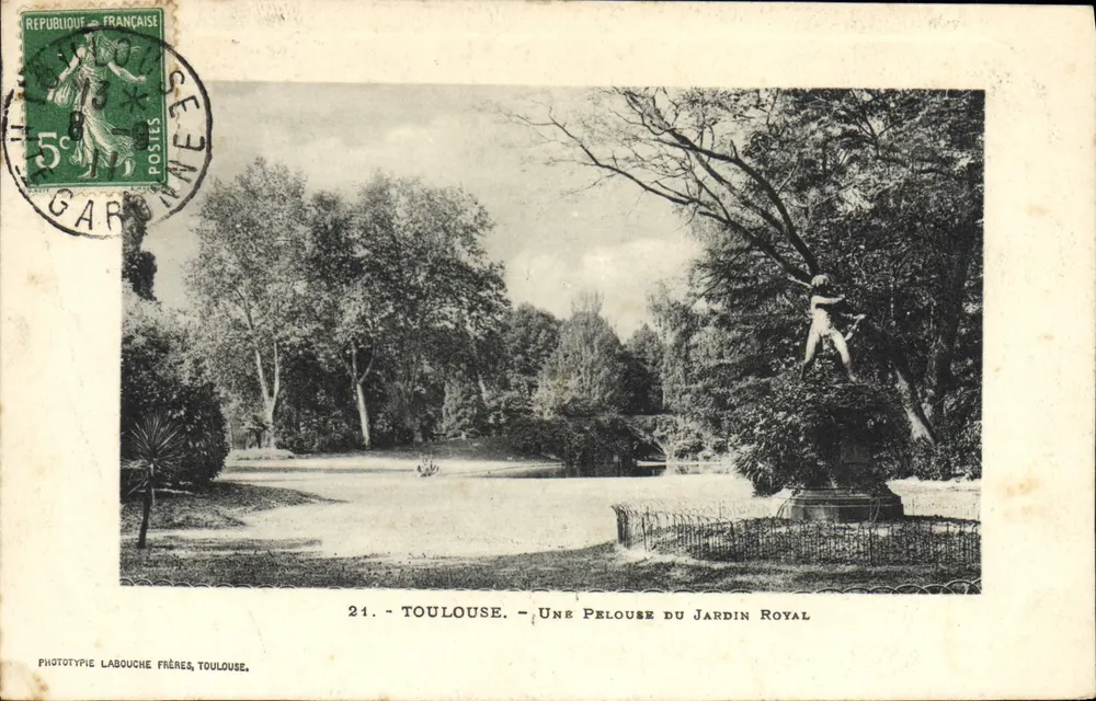 Toulouse - Ein Rasen im Königlichen Garten — Phototypie Labouche Frères, Toulouse, n°21 - Vorderseite