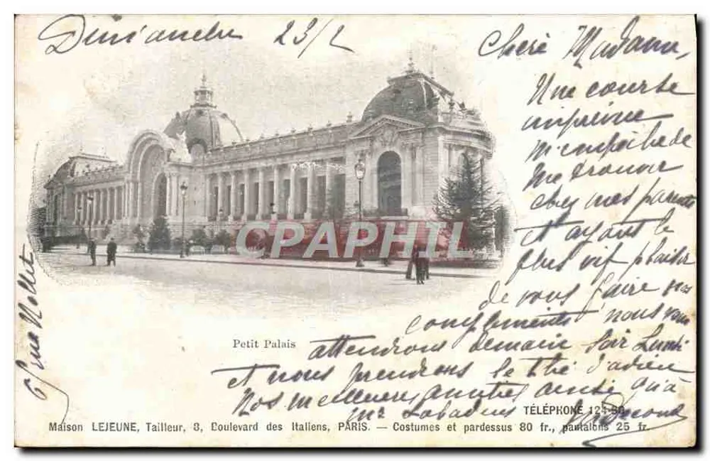 Petit Palais — Paris — Maison LEJEUNE, Costureiro, 8, Boulevard des Italiens - Frente