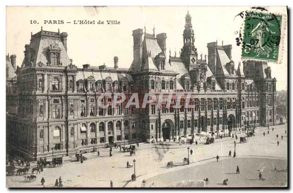 Paris — O Hotel de Ville — Bilhete postal antigo n°10 - Frente