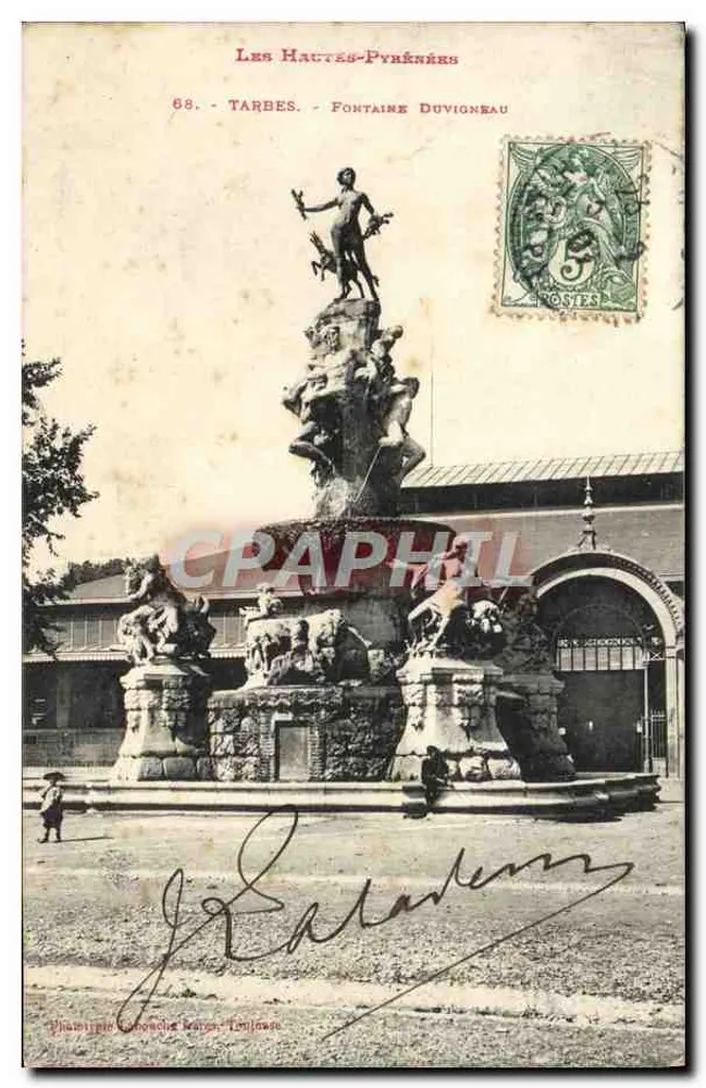 Tarbes - Fontana Duvigneau — Le Alte Pirinei, edita da Phototypie Béronche, Tolosa - Recto