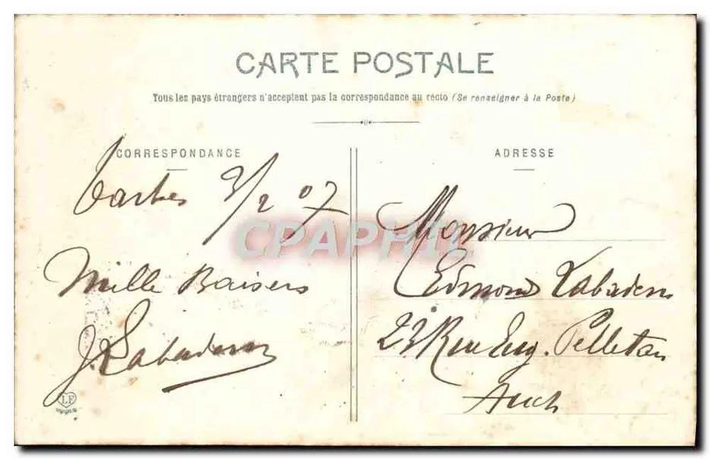 Tarbes - Fontana Duvigneau — Le Alte Pirinei, edita da Phototypie Béronche, Tolosa - Verso