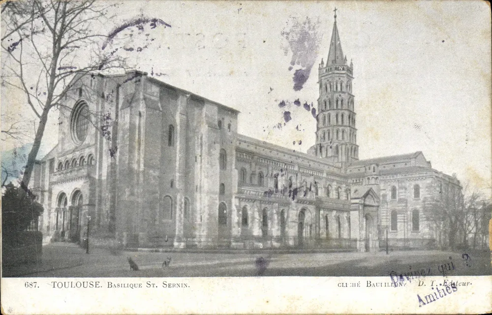 Toulouse. Basílica de São Sernin — cliché Bautillon, editor D. T. Amities - Frente