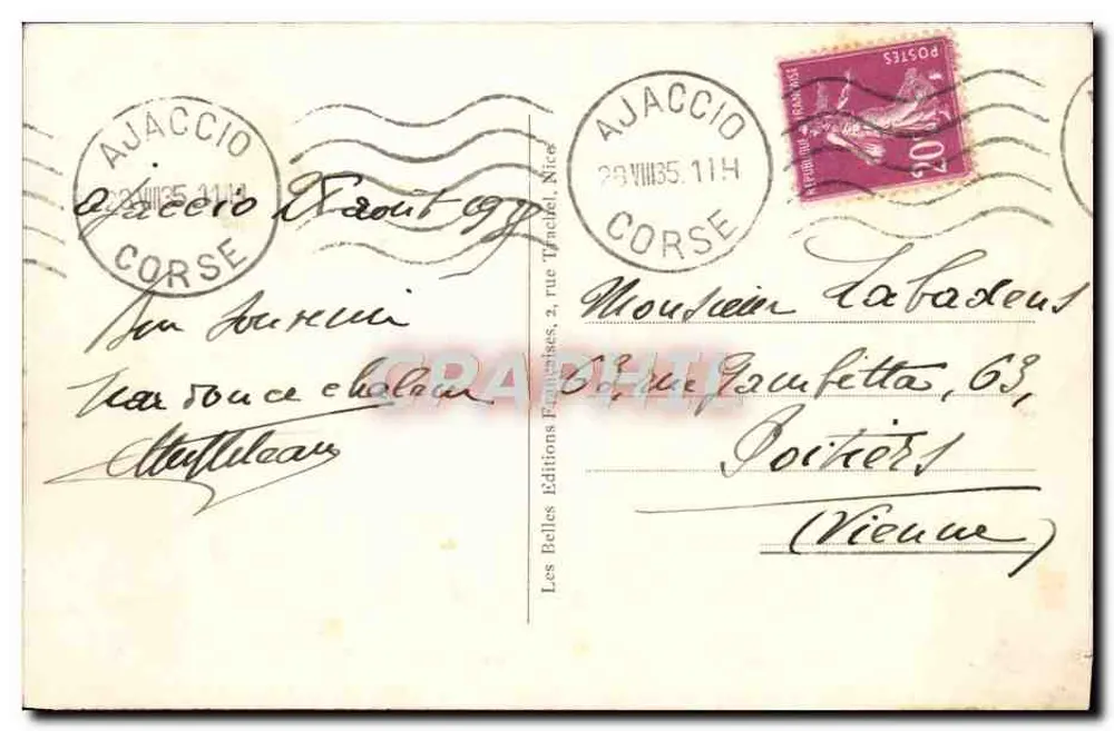 Ajaccio — Le Fond du Golfe — B.E.F. — n° 10729 - Verso
