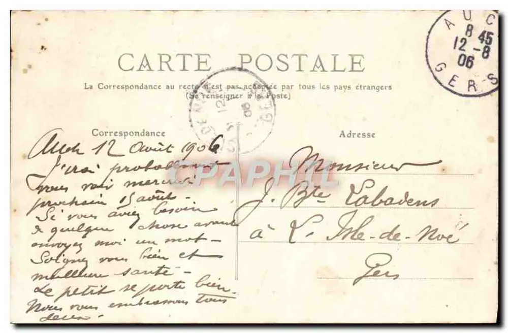 Auch (Gers) — As Allées d'Etigny (Entrada) — J. Tapie, fot.-edit., Auch - Verso
