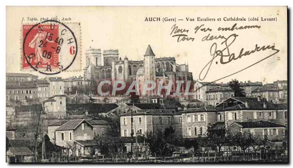 Auch (Gers) — Vista Escaliers e Catedral (lado Levant) — J. Tapie, fot. edit. Auch - Frente