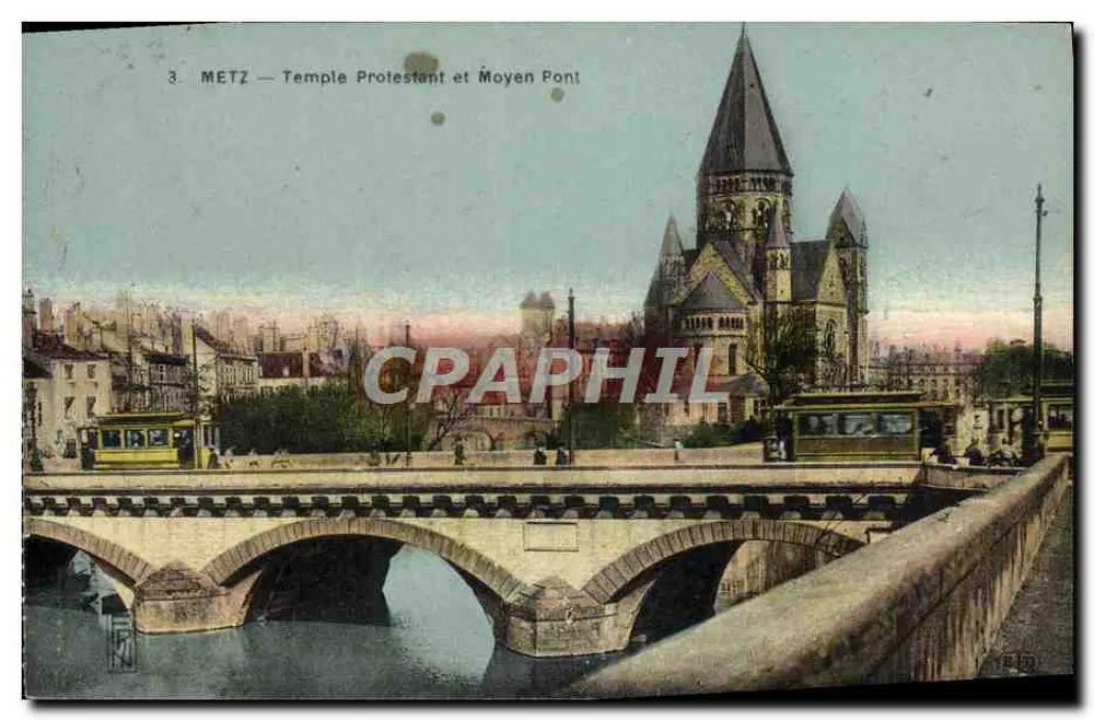 Metz — Templo Protestante e Ponte Média — Courtois Éditeur - Frente