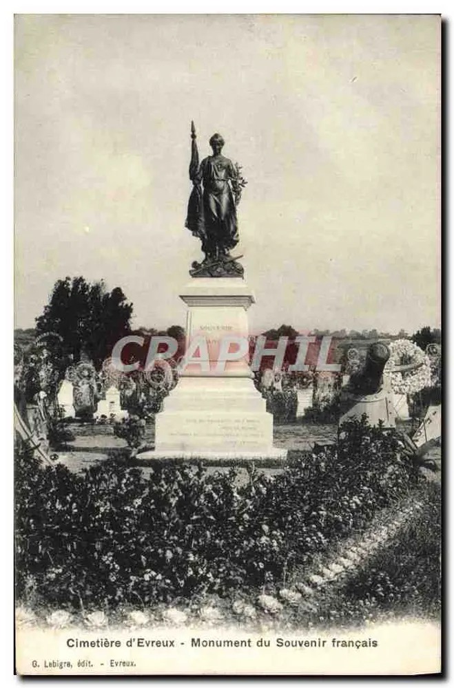 Evreuxer Friedhof - Denkmal des französischen Gedenkens — G. Lebigre, Verlag - Evreux - Vorderseite