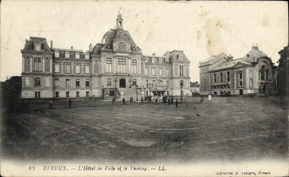Évreux — Das Rathaus und das Theater — Buchhandlung G. Lebigré, Évreux - Vorderseite