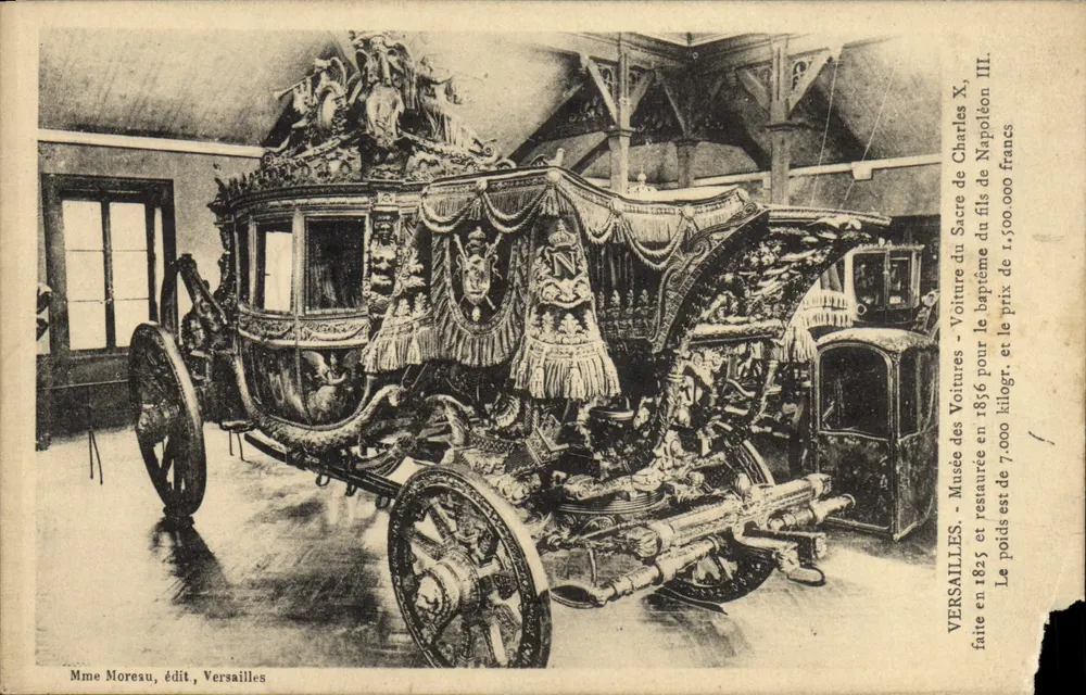 Kutsche des Krönungszeremoniells von Karl X — Kutsche der Kutschen, Musée de Versailles — Verlag Mme Moreau, Versailles - Vorderseite