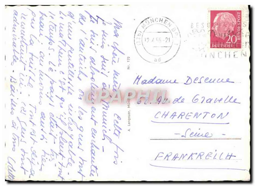 München. Glockenspiel am Rathaus — scène mécanique ornée de statues — éditeur A. Lengauer, München, n° 172 - Verso