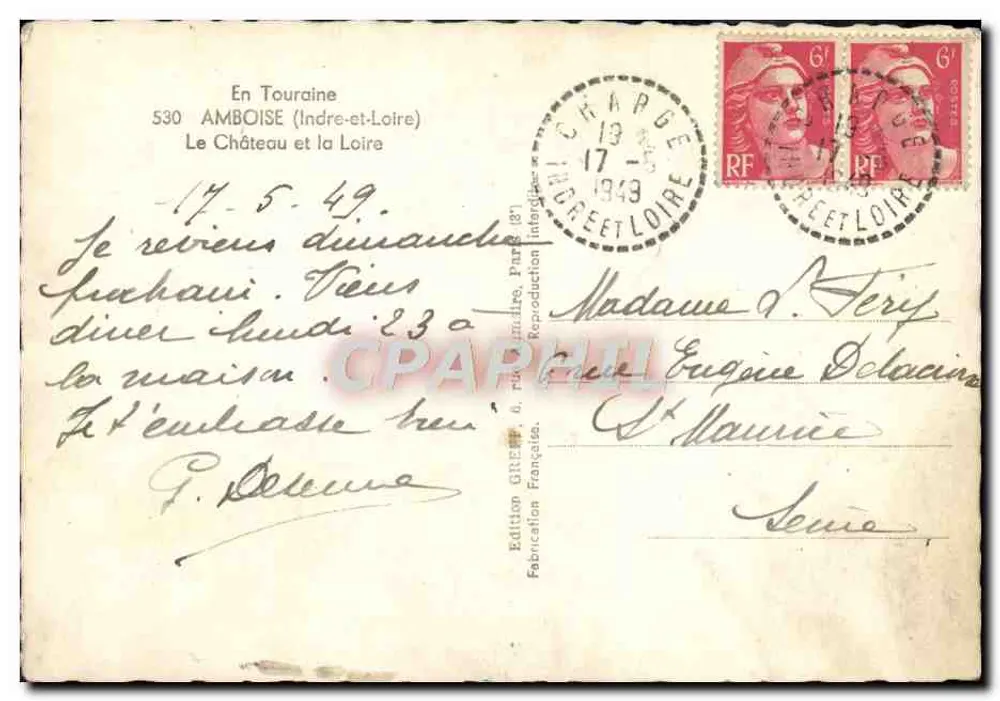 Amboise — O Castelo e a Loire — Edição Griton - Verso