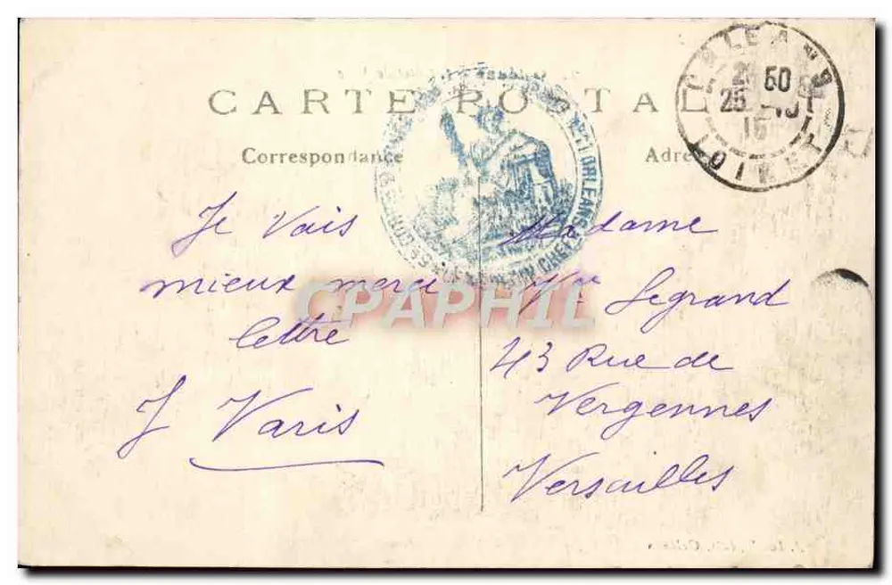 Orléans — O Hotel de Ville — J. Loddé, editor Orléans - Verso