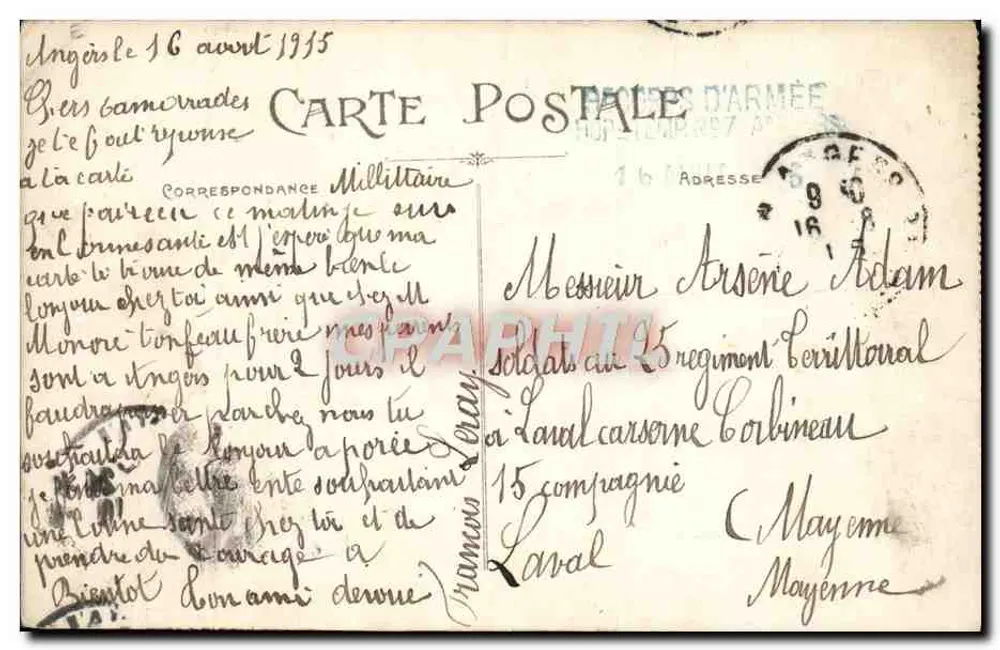 Angers — O Castelo e a Estátua do Rei René — Coleção A. Bruel, Angers - Verso