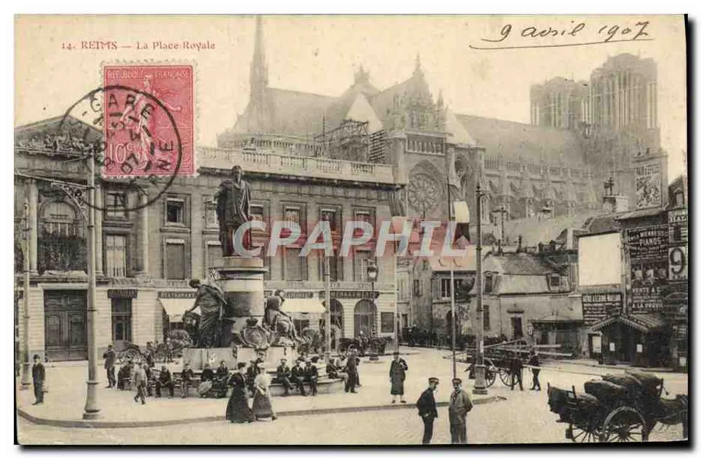 Reims — A Praça-Royal — editor Héroult, n°14 - Frente