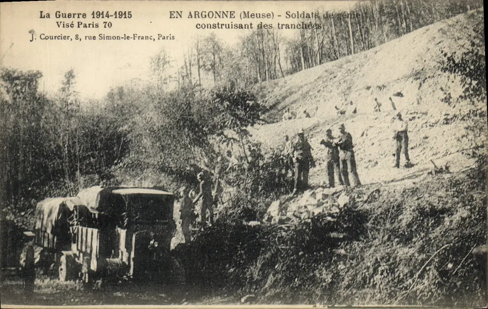 Argonne (Meuse) — Ingenieure graben Schützengräben — J. Courcier, 8 rue Simon-le-Franc, Paris - Vorderseite