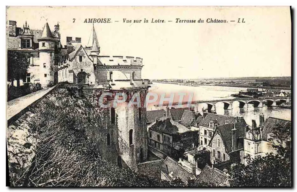 Amboise — Blick über die Loire — Schloss-Terrasse — I.L. - Vorderseite