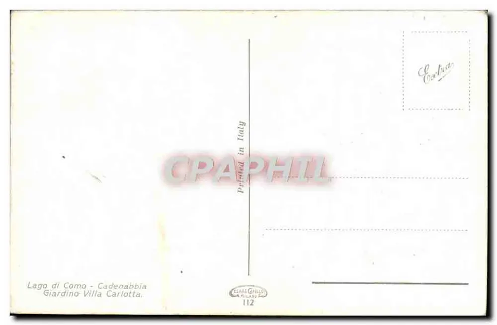 Garten der Villa Carlotta — Cadenabbia, Lago di Como — Verlag Giare Cella, Nr. 112 - Rückseite