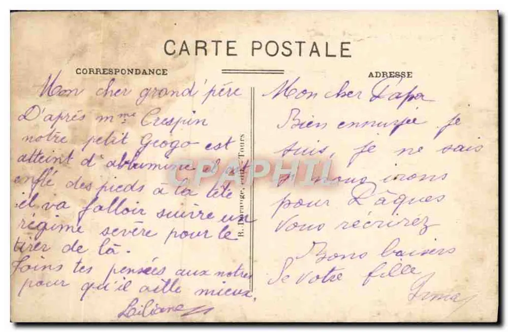 Tours (Loire-et-Loire) — O Hotel de Ville — editor Juge, n°6 - Verso
