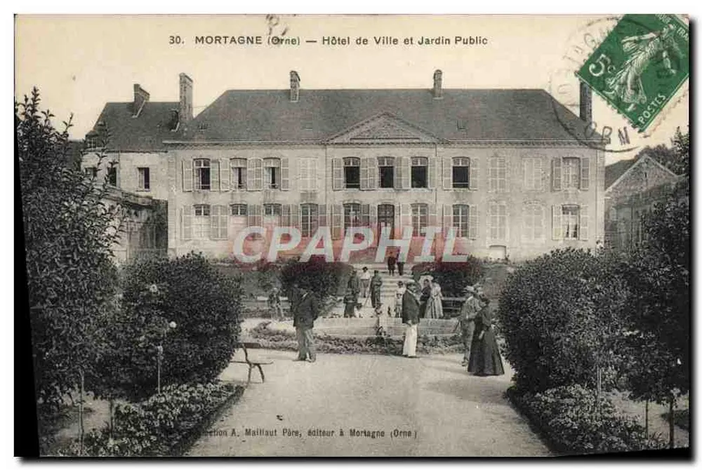 Mortagne (Orne) — Rathaus und öffentlicher Garten — Ausgabe A. Maillaut Père - Vorderseite