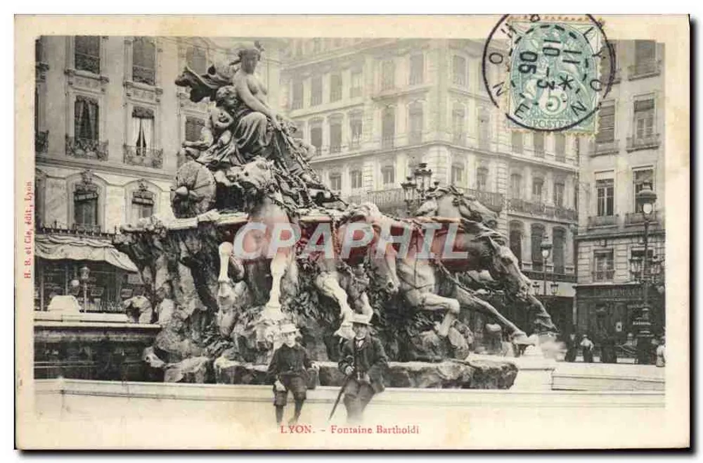 LYON - Fontaine Bartholdi — H. R. et Cie, editores, Lyon - Frente