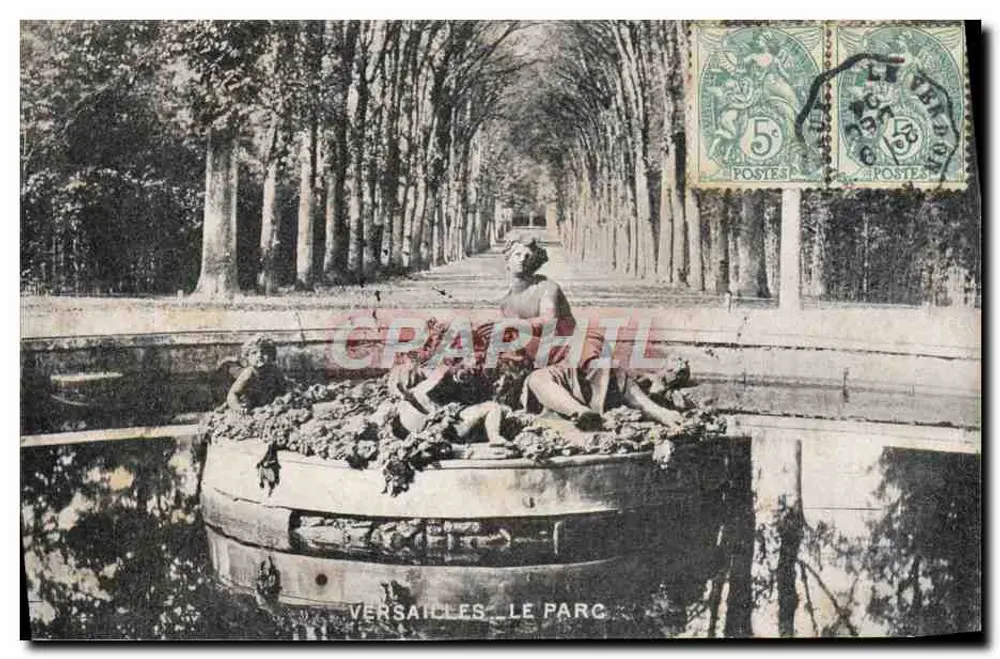 Versailles - O Parque — vista do canal e da estátua — editor Graphphil, número de série não visível - Frente
