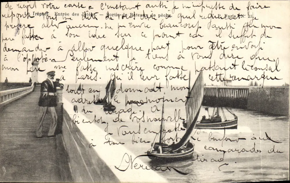 Le Tréport — Eingang zu den Îlets — Ausfahrt von Fischereibooten — P. Paris N. 23 - Vorderseite