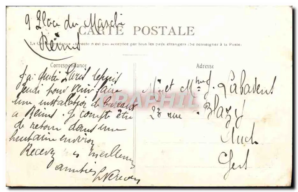 Reims — Hotel de Ville — Editor I. REIMS - Verso