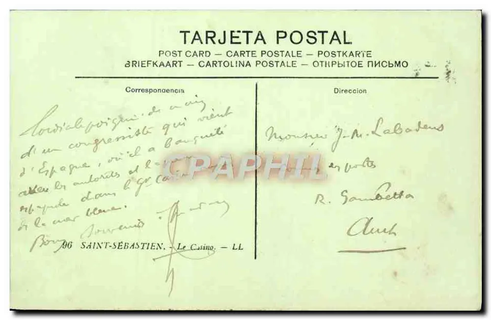 San Sebastián — O grande Casino — LL. n°96 - Verso