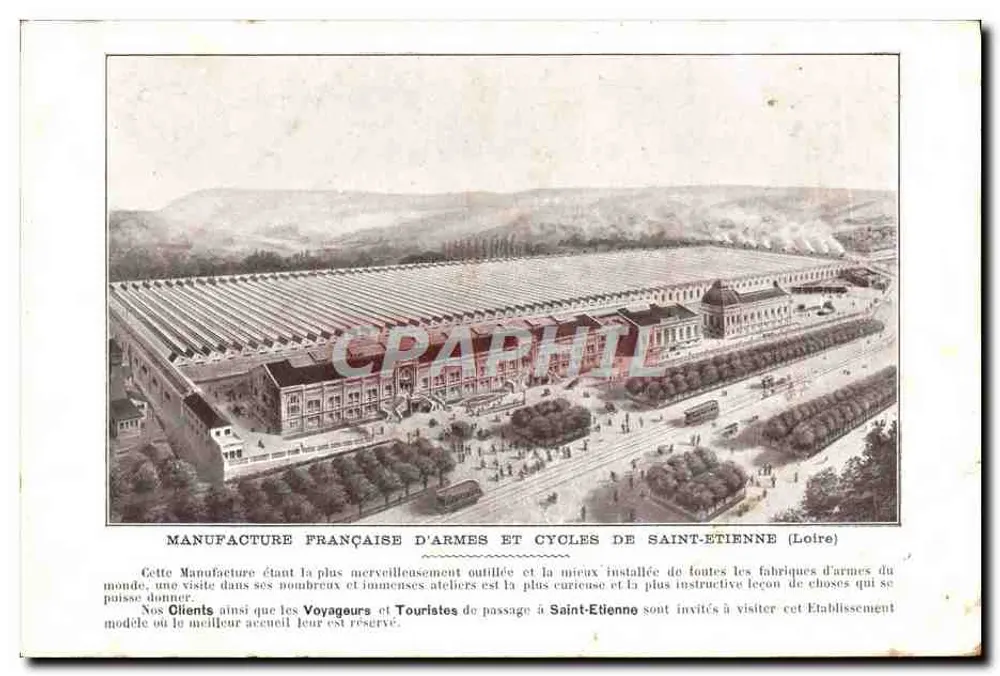 Manufacture Française d'Armes et Cycles de Saint-Étienne (Loire) — aérienne Ansicht der Werkstätten — Verlag: Mod. 43 - Vorderseite