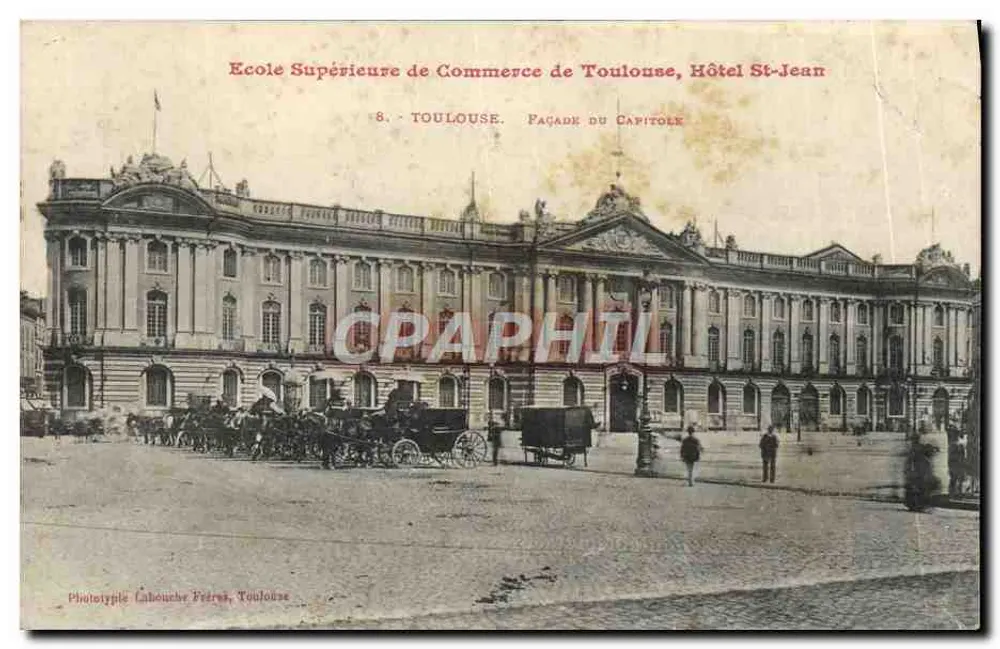 Höhere Handelsschule von Toulouse, Hotel Saint-Jean — Fassade des Capitole — Phototypie Labouche Frères, Toulouse - Vorderseite