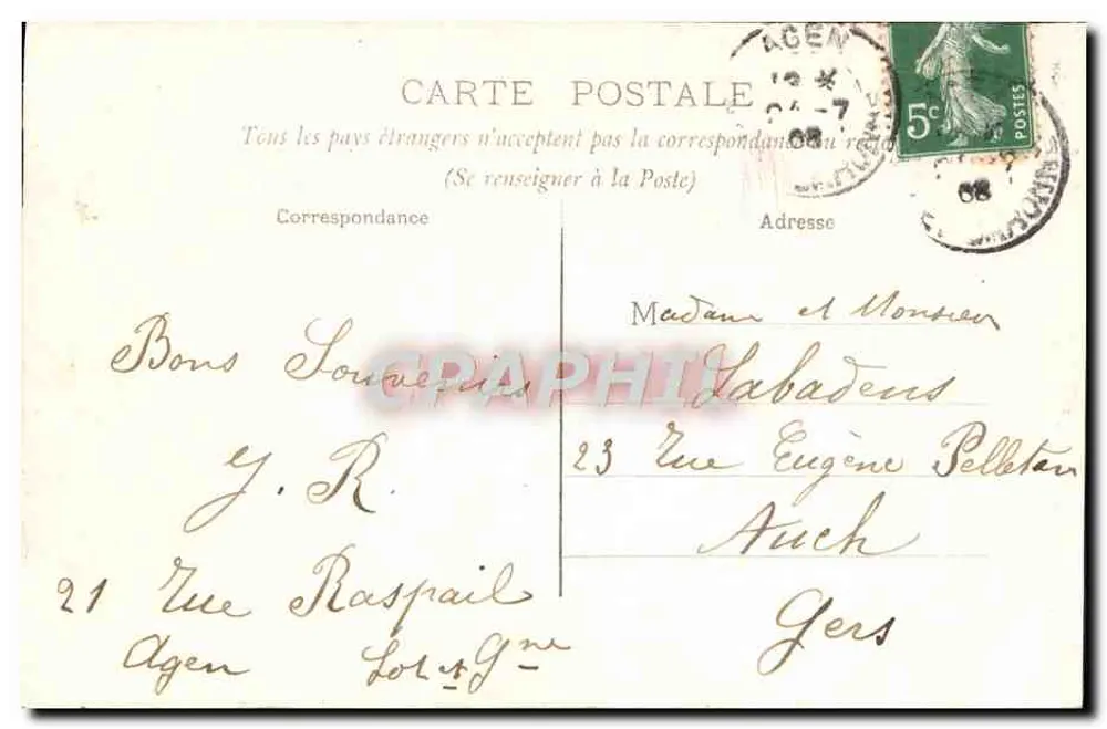 Agen - Coiffure Gasconne — Pont-Canal und Tunnel — Cliché H. B. de Bée - Rückseite