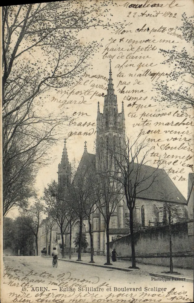Agen — Kirche Saint-Étienne und Boulevard Scaliger — Phototypie Pennes - Vorderseite